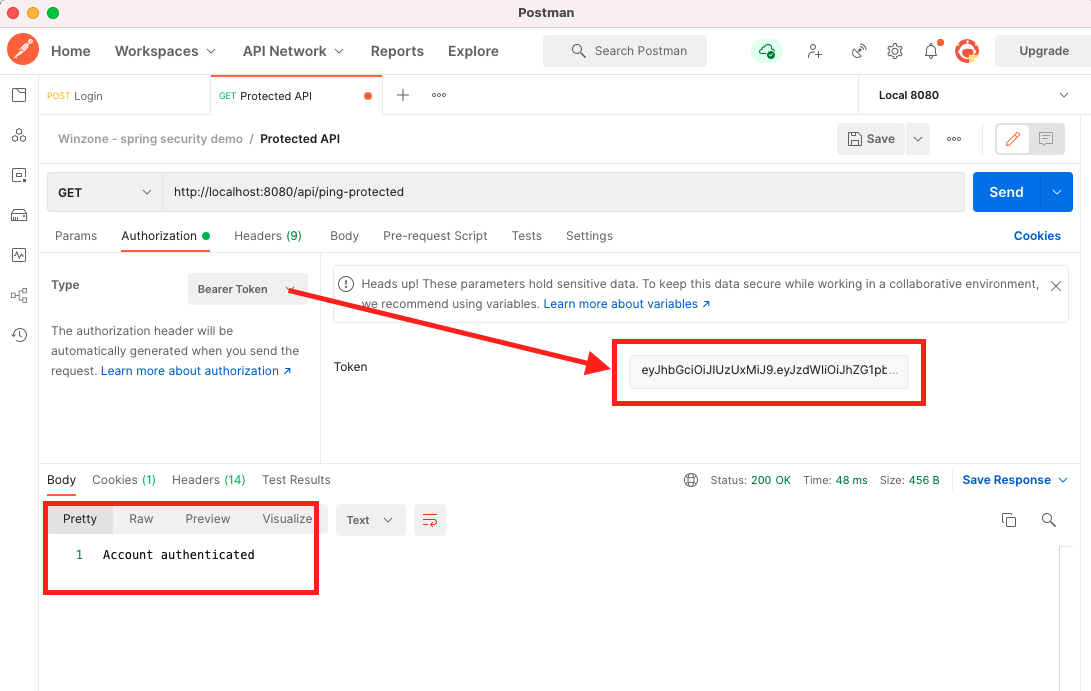 Call protected API with JWT token