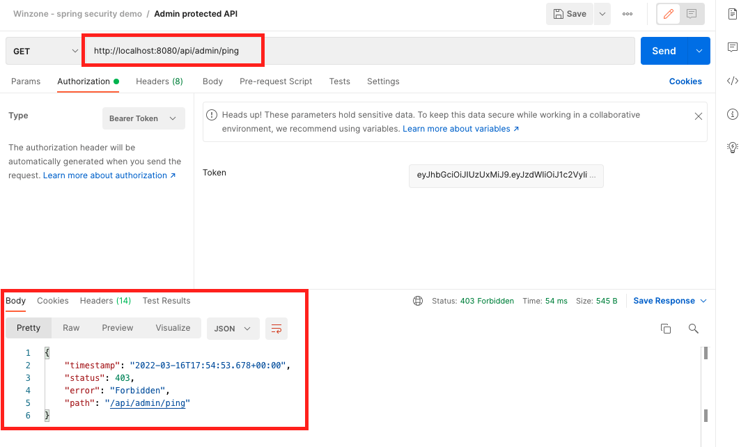 Call user protected API with JWT token