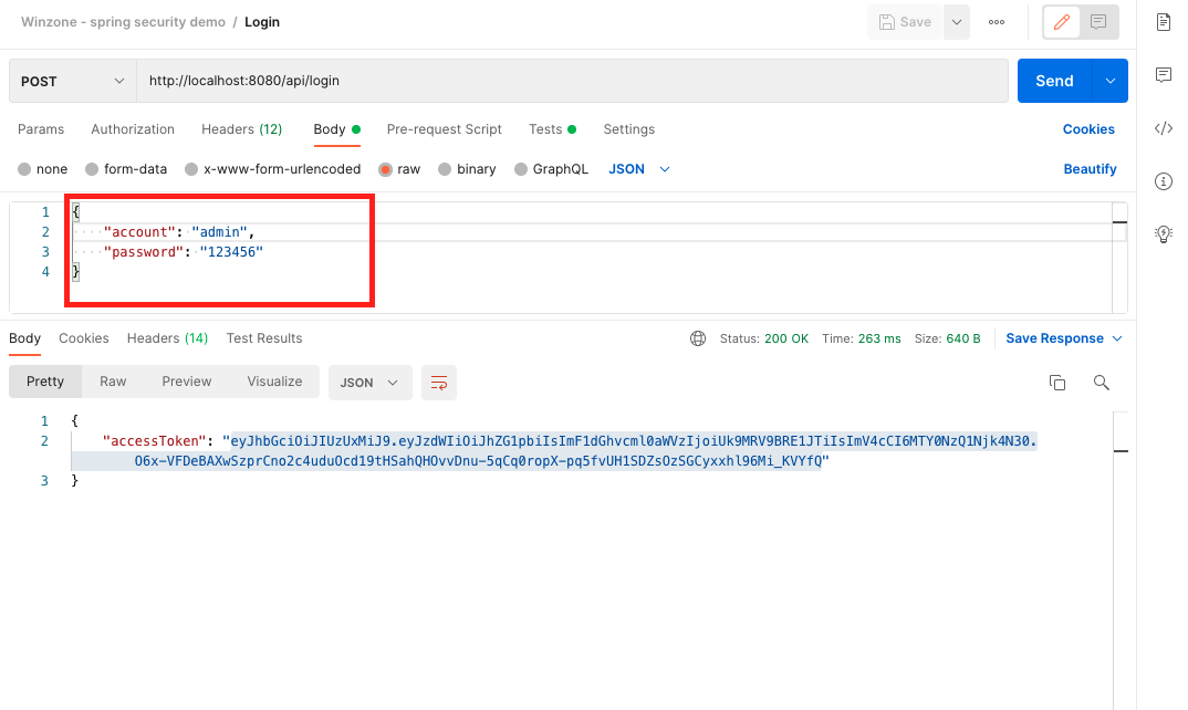 Call API login to get JWT token with role admin