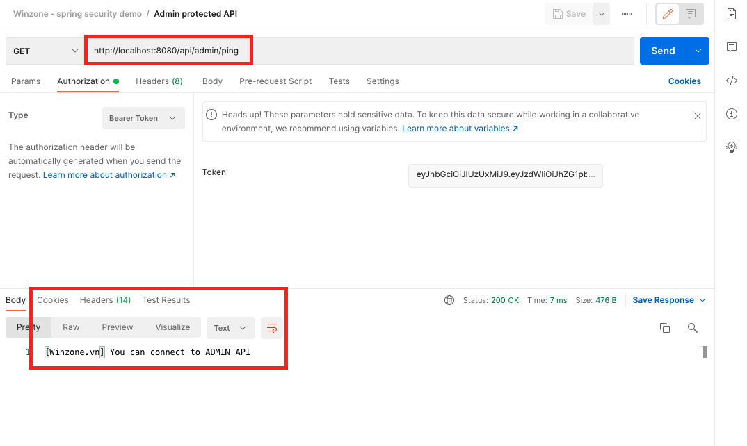 Call user protected API with JWT token