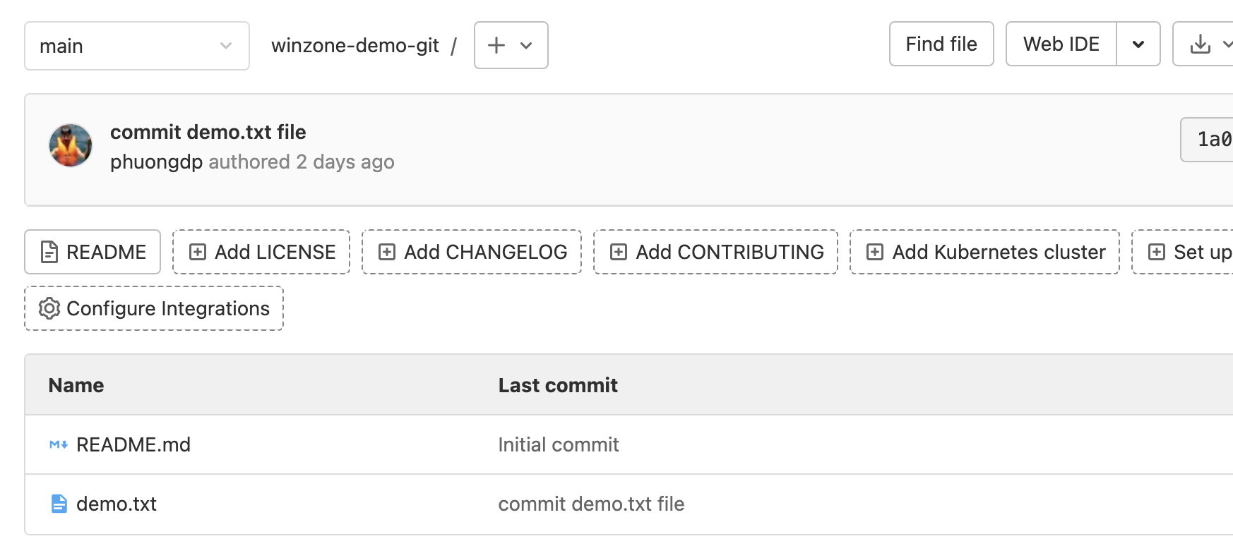Winzone.vn Git push to central repository